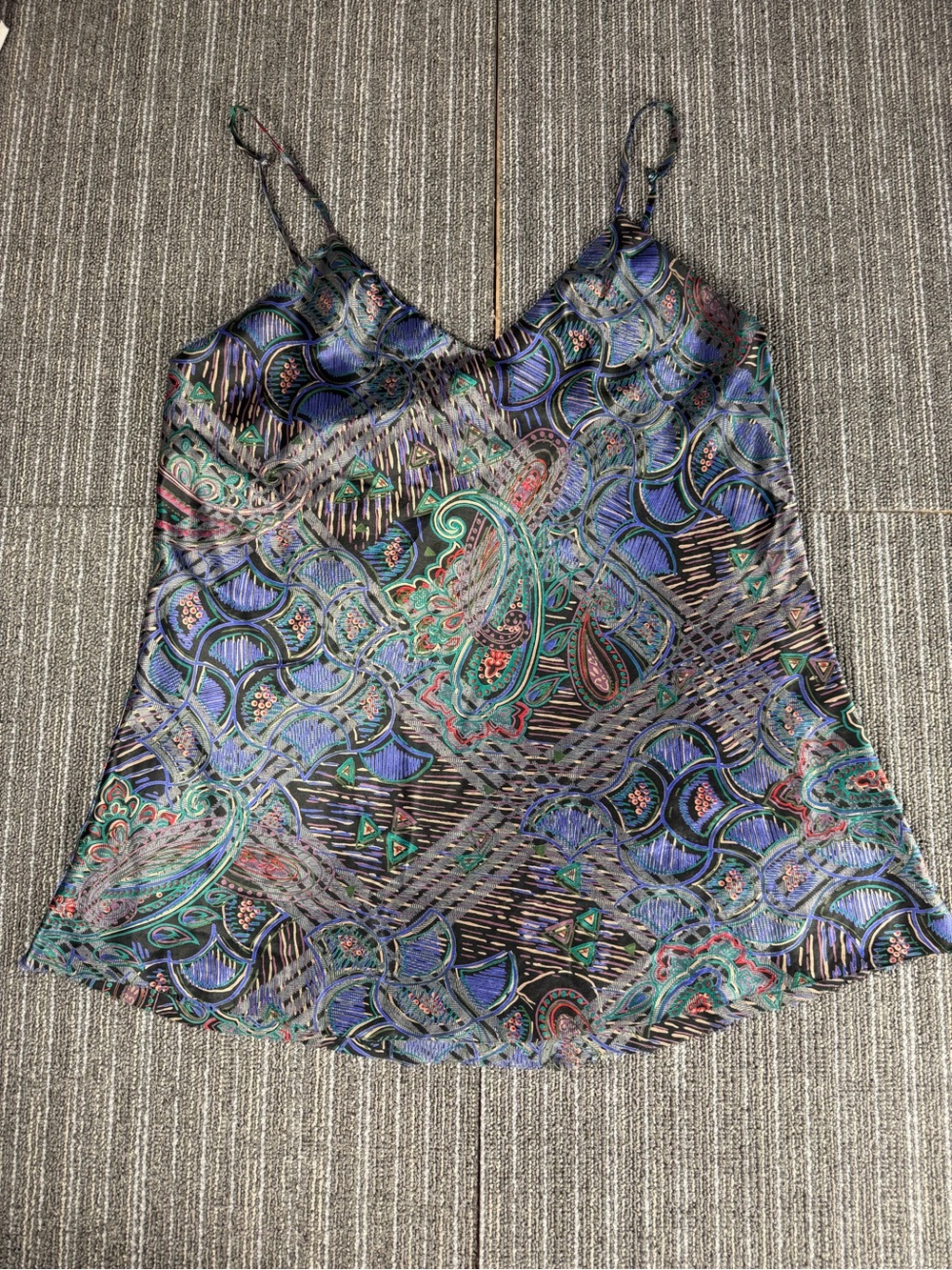 Vtg Kathryn Paisley Jewel Tones Tank Top/ Camisole Y2K Classy Preppy Academia